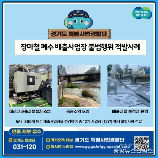 장마철 틈타 몰래 폐수 쏟아냈다…경기도, 무단방류 불법업체 12건 적발