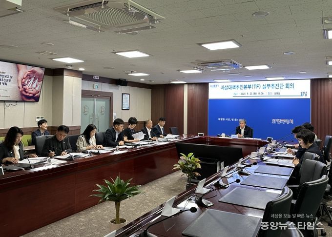 정구원 화성특례시 제1부시장이 23일 자살대책추진본부 실무추진단 회의를 주재하고 있다.(화성시 제공)