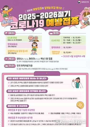 2025-2026절기 코로나19 예방접종 안내문