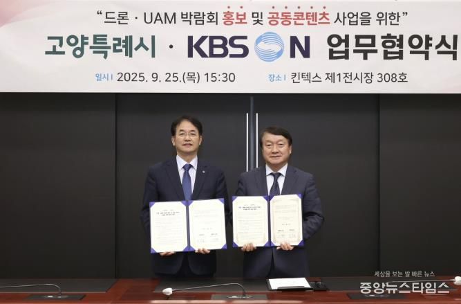 ‘드론·도심항공모빌리티(UAM) 콘텐츠 업무협약식 기념촬영
