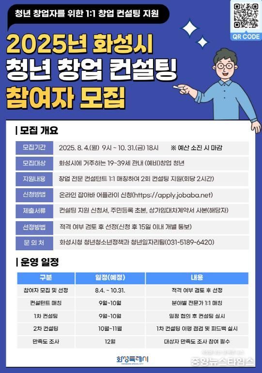 2025년 화성시 청년 창업 컨설팅 포스터