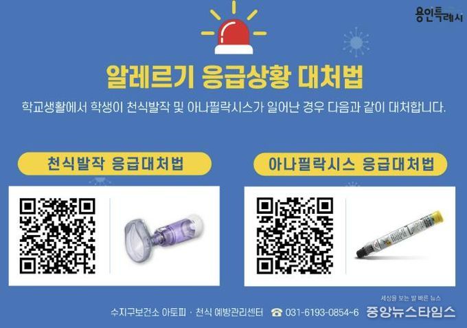 용인특례시가 지역내 미취학안동 관련 기관과 학교에 천식 응급 키트를 보급한다.(용인시 제공)