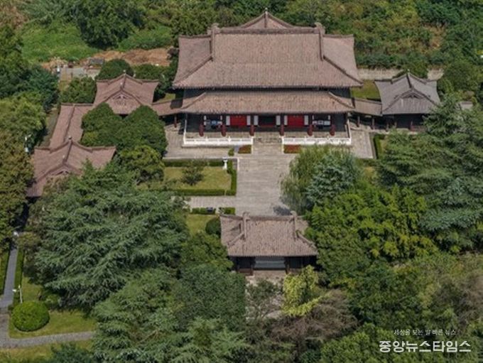 지난 13일 중국 양저우(揚州)시에 위치한 '최치원 기념관'을 드론으로 담았다. (사진/신화통신)