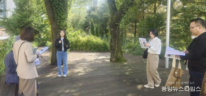 시온고등학교 학교숲 현장평가 모습