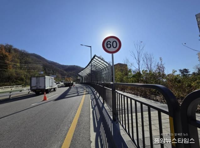 제한속도를 60km로 상향한 환로%U2027수정로 구간