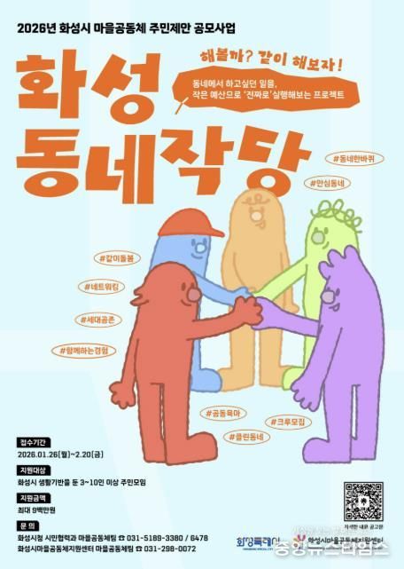 2026년도 마을공동체 주민제안 공모사업 참여자 모집 포스터.(화성시 제공)