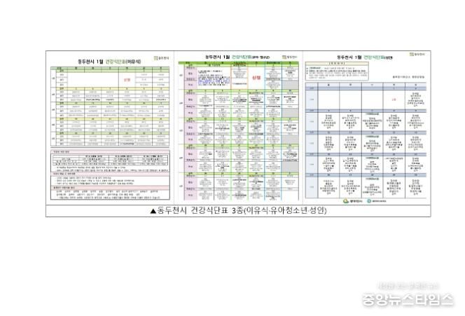 동두천시보건소, 시민 건강증진 위한 맞춤형 식단표 지속 제공