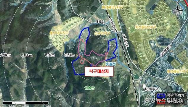 화성문화생태공원 봉담3지구 훼손지복구사업 대상지 위치도.(화성시 제공)