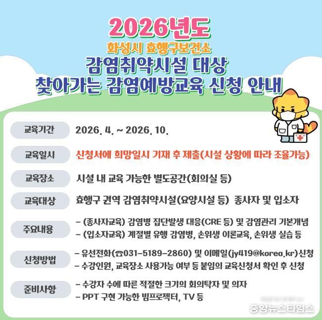 감염취약시설 감염예방교육 신청 안내문.(화성시 제공)