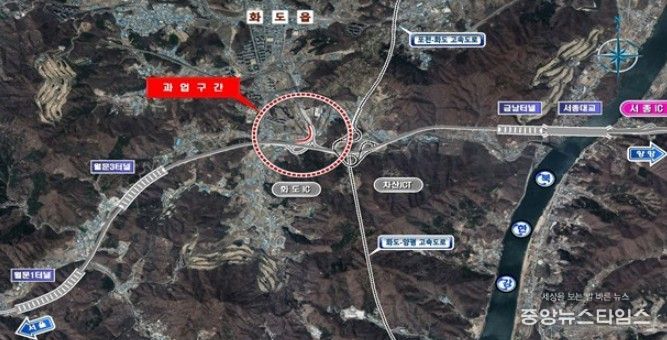화도IC 진입램프 공사구간 위치도