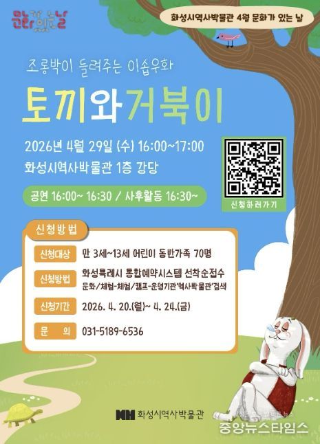 화성특례시 역사박물관 ‘토끼와 거북이’ 체험형 인형극 안내 포스터.(화성시 제공)